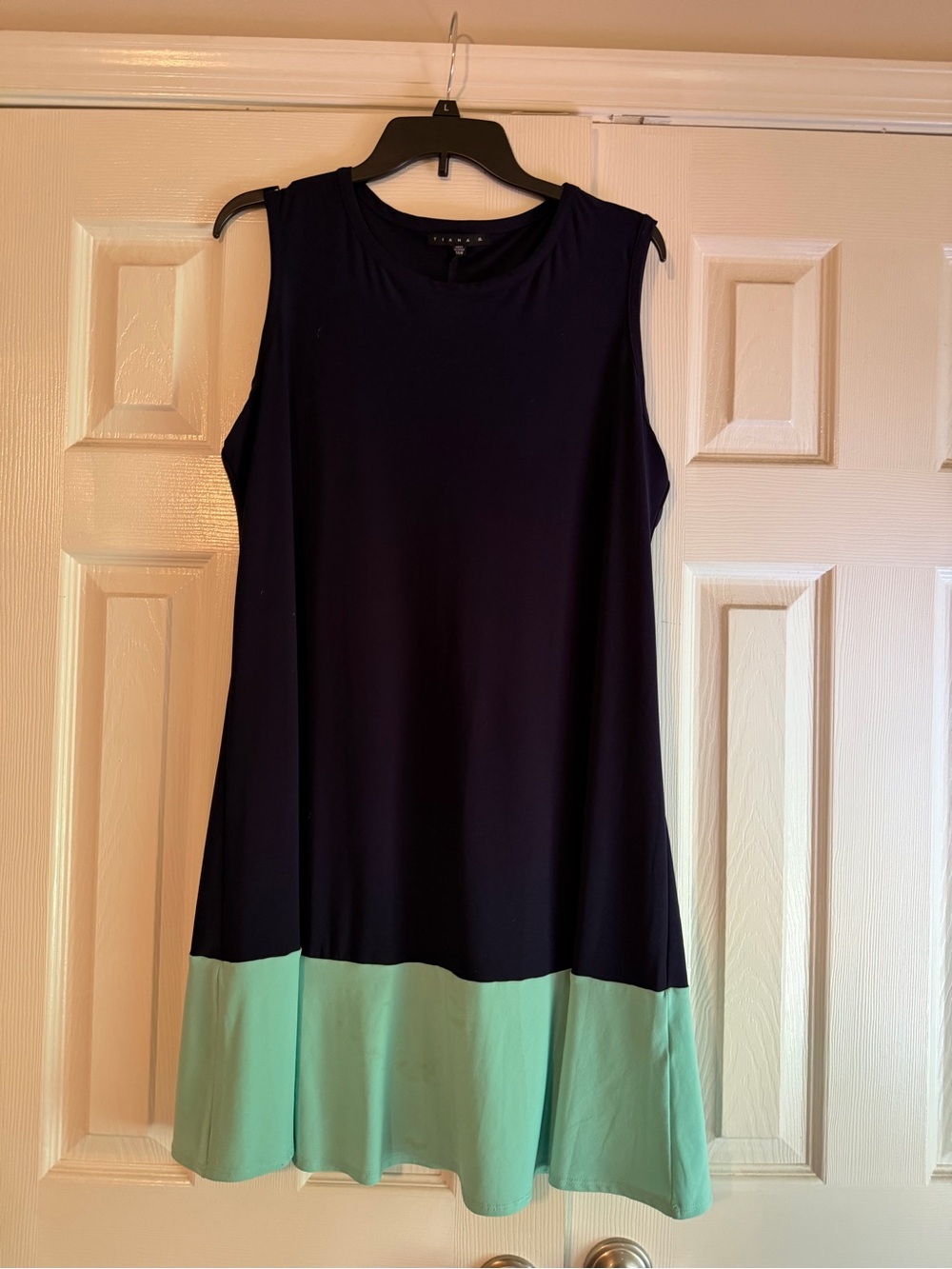 Tiana B. Navy Crewneck Shift Dress